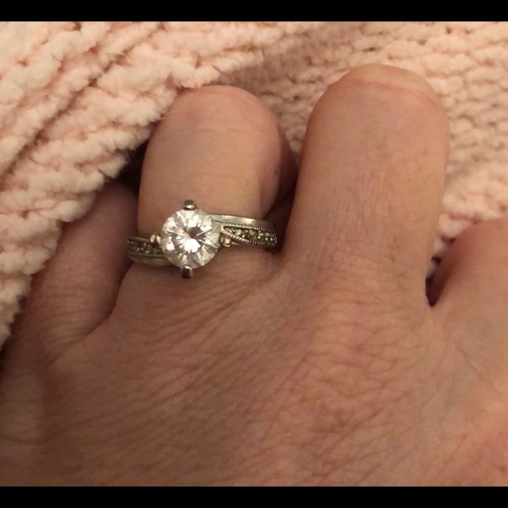 Absolute CZ Ring platinum over Sterling 7